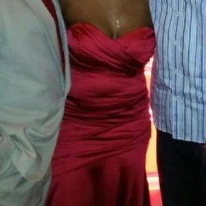 David’s bridal red trumpet bridesmaid dress